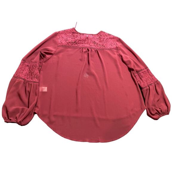 Aakaa Blouse Size M Red Color Long Sleeve Lightweight - Picture 2 of 11